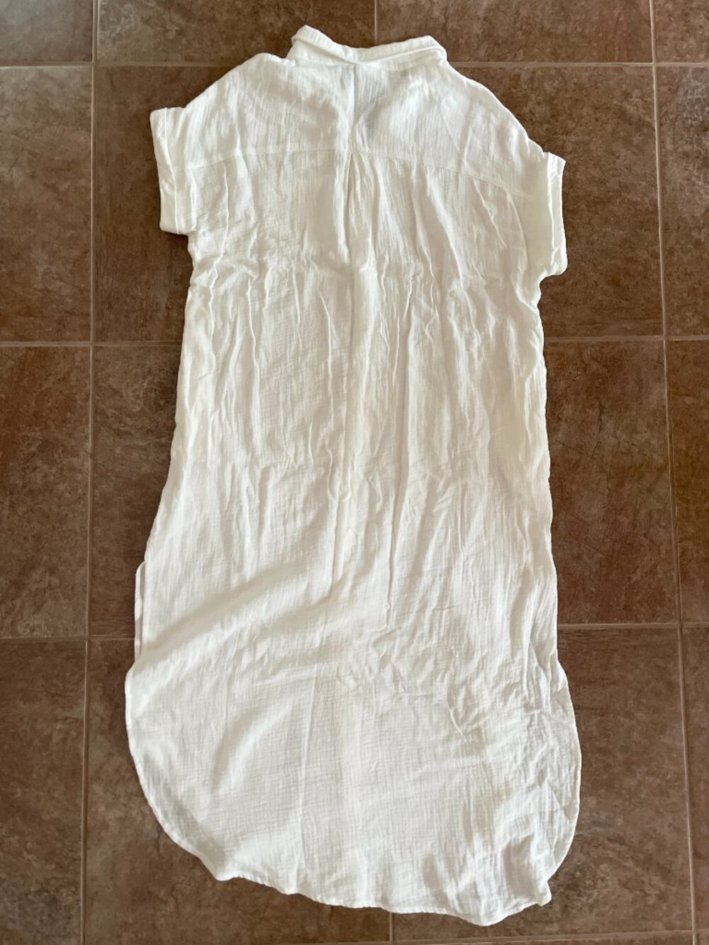Bluivy White Cotton Maxi Button-Up Coverup Size M - Picture 3 of 5